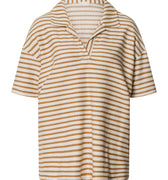 Summer Knits Organic Cotton Structured Collar Top | Golden Cumin Stripe 78881-3030